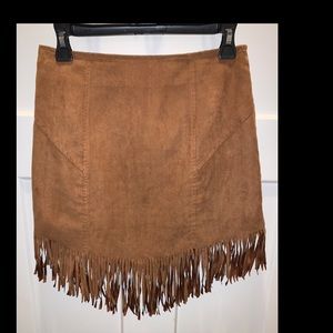 Fringe suede skirt